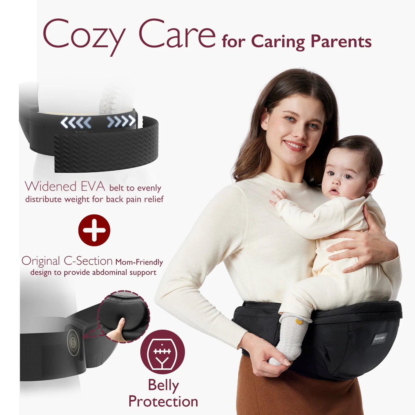 Momcozy - Hip Carrier -Original 3D Belly Protector for C-Section Mom
